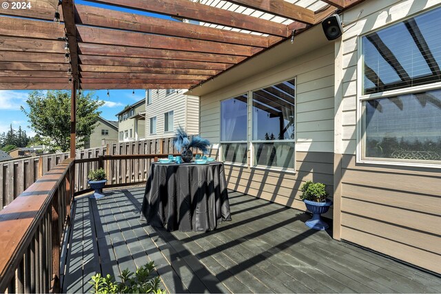 deck featuring a pergola