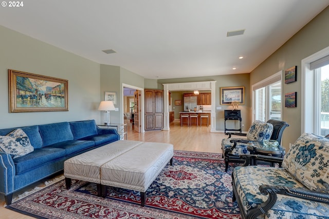 living room featuring light hardwood / wood-style floors