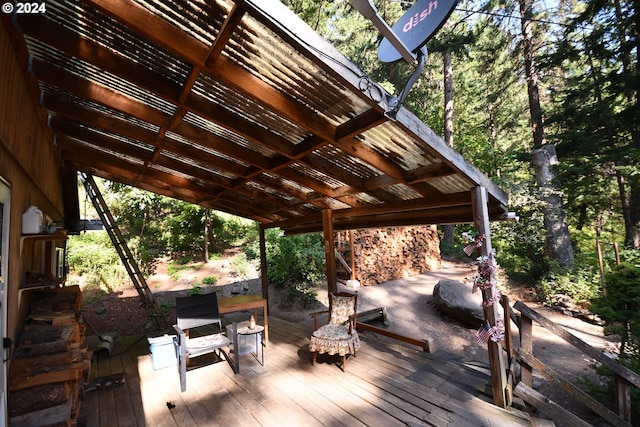 deck featuring a pergola