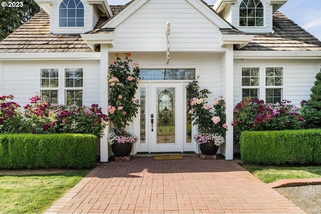 view of exterior entry with french doors