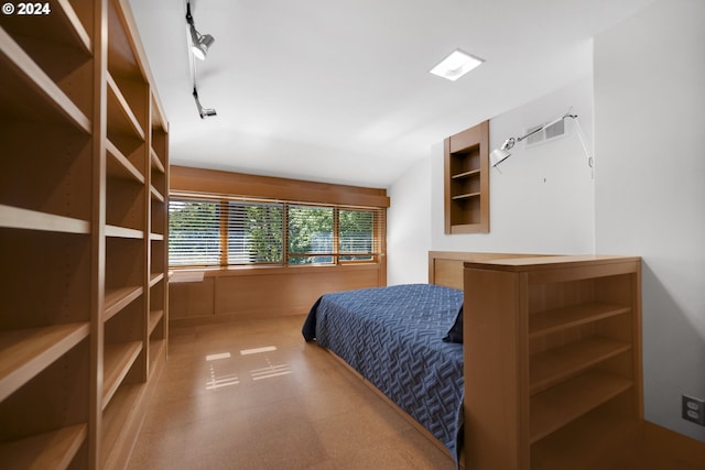 bedroom with rail lighting