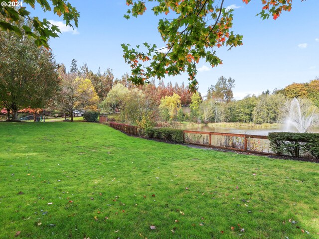 view of yard with a water view