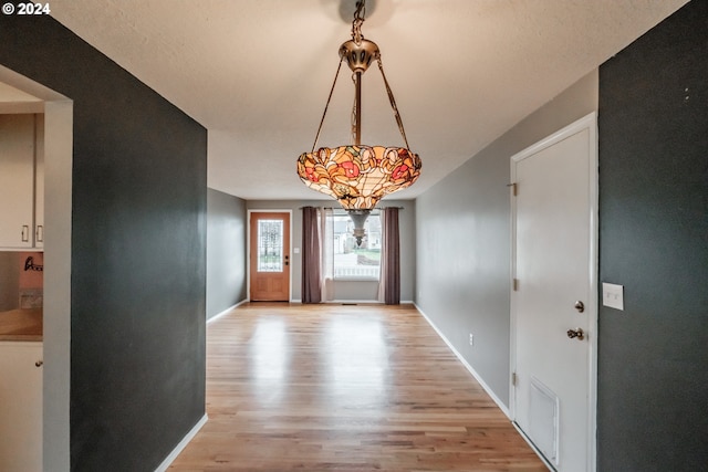 foyer entrance with light hardwood / wood-style floors