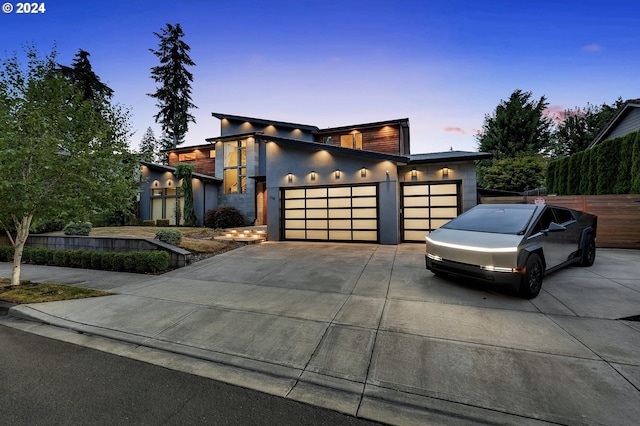 contemporary home with a garage