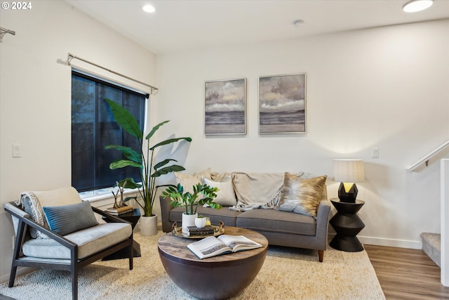 2828 22nd Ave Unit 10, Forest Grove, OR 97116 - living room with wood finished floors, baseboards, and recessed lighting