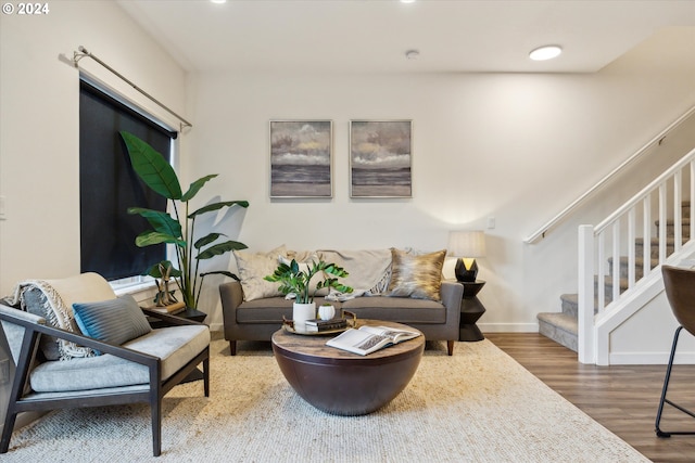 living room with wood-type flooring