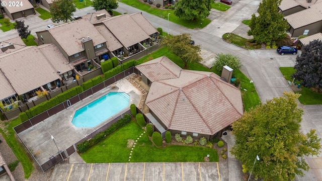 aerial view with a residential view