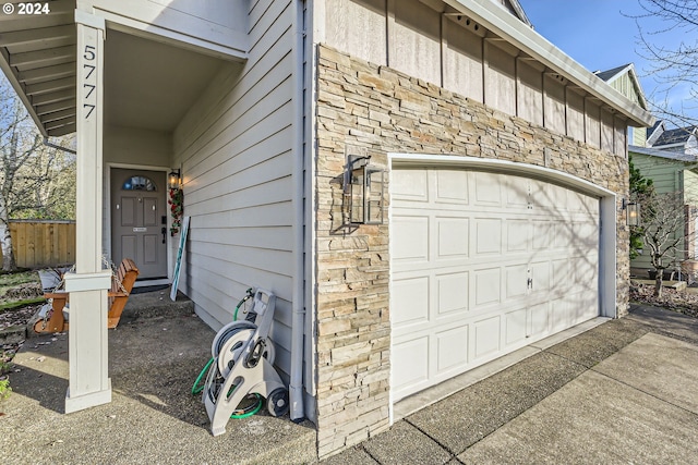 view of garage