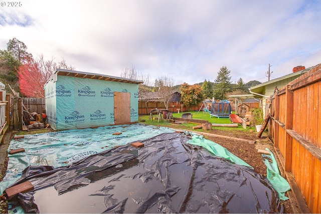 exterior space with a trampoline