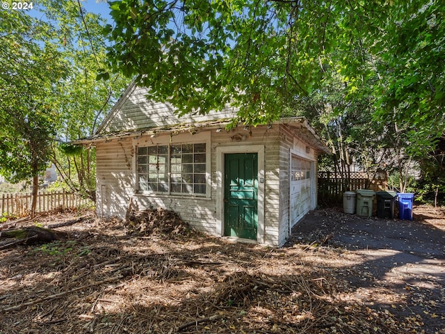 view of outdoor structure with a garage