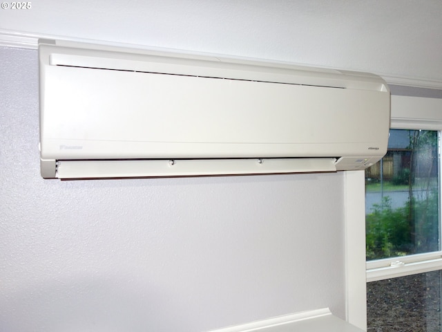 interior details with a wall mounted AC