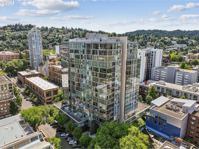 view of building exterior with a city view