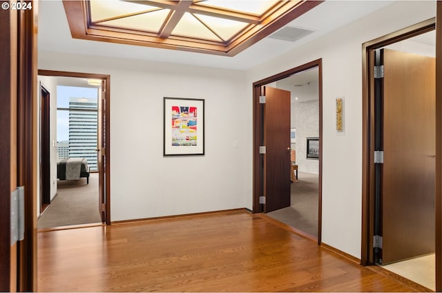 hallway featuring light wood-type flooring