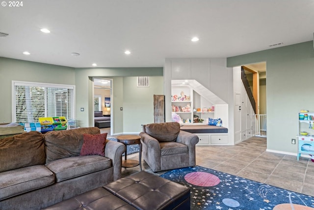 view of tiled living room