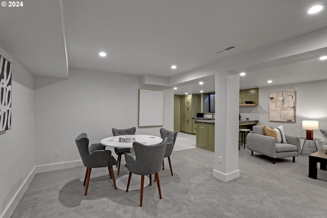 view of carpeted dining room