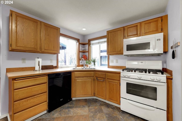 kitchen featuring sink and white appliances