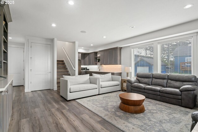 living room featuring light hardwood / wood-style floors