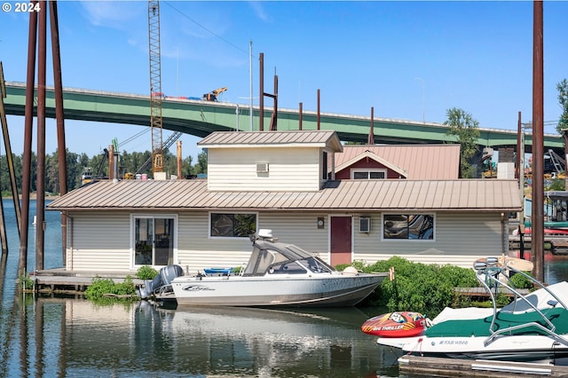 exterior space featuring a water view