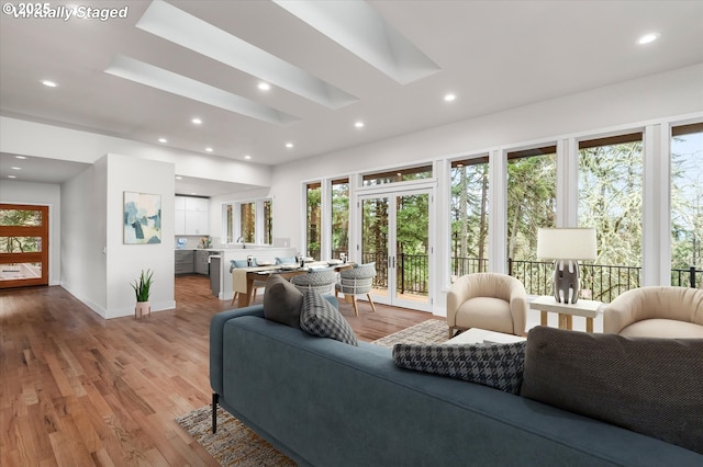 living room featuring light hardwood / wood-style flooring