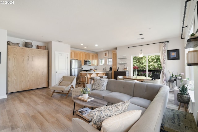 living room with light wood-type flooring