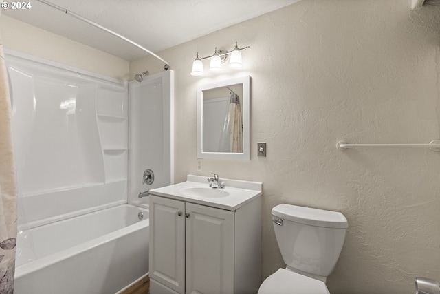 full bathroom with vanity, toilet, and shower / bathtub combination