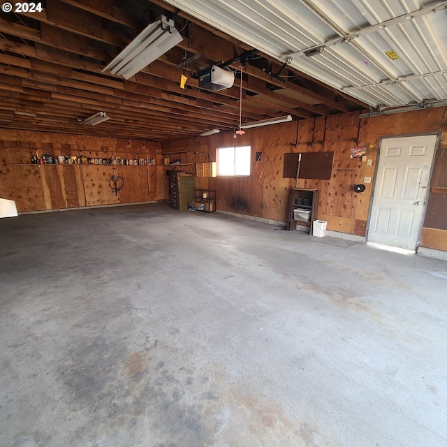 garage with a garage door opener