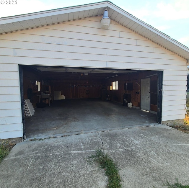 view of garage