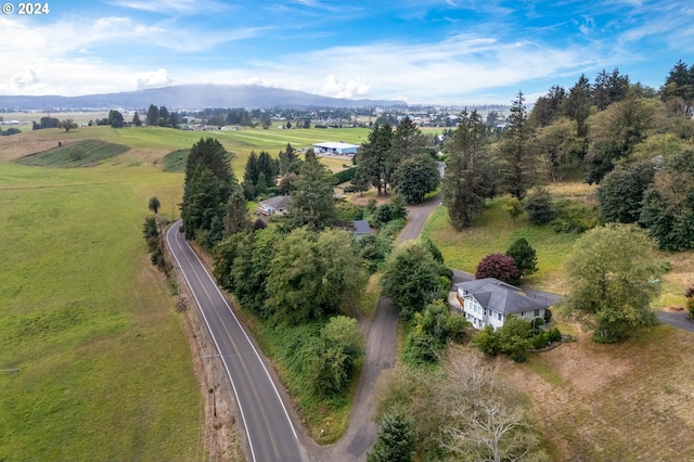 aerial view with a mountain view and a rural view