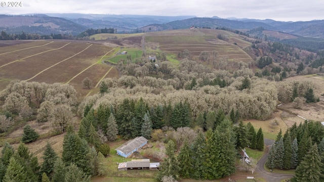 bird's eye view featuring a mountain view