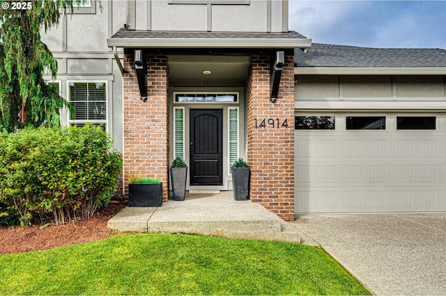 property entrance with a garage