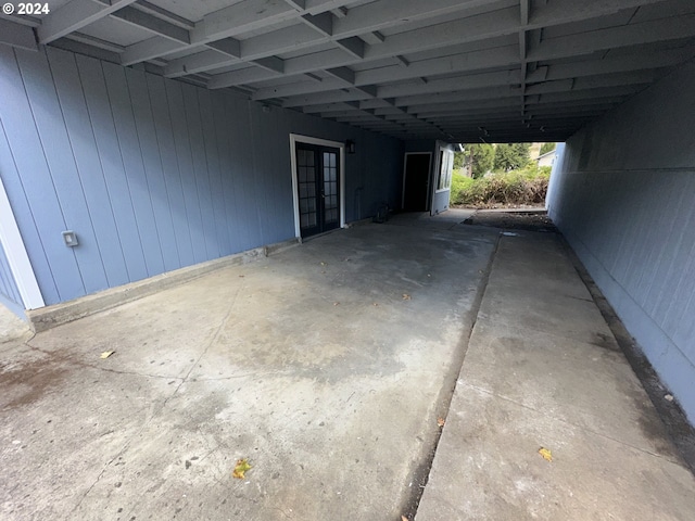 garage with a carport