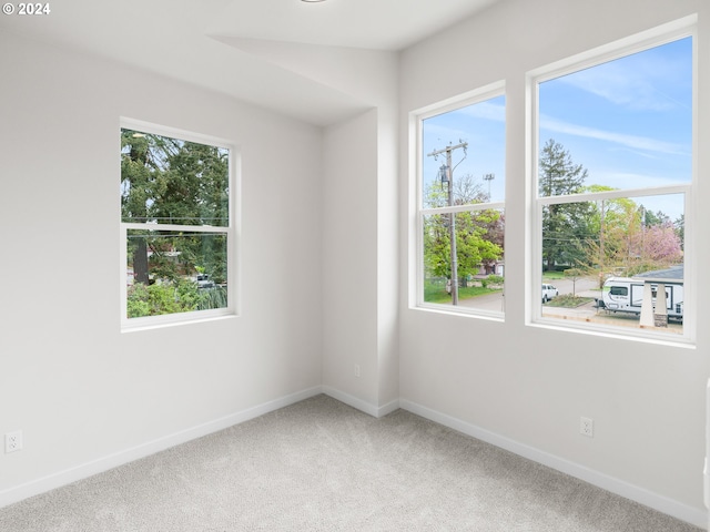 carpeted spare room featuring plenty of natural light