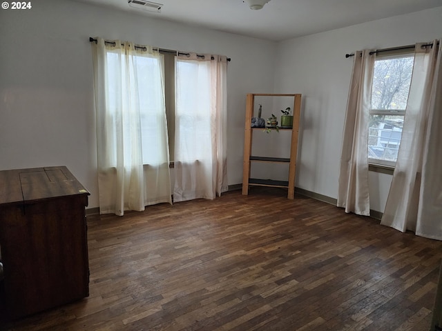 interior space with dark hardwood / wood-style floors