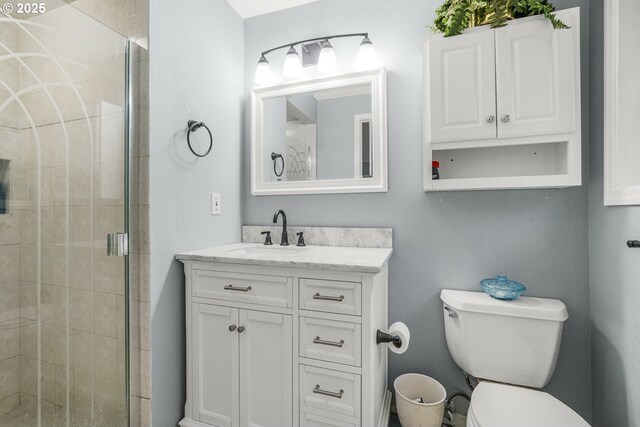 23751 S Leisure Ln, Beavercreek, OR 97004 - full bathroom with toilet, a stall shower, and vanity