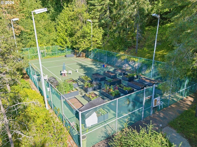 view of basketball court with tennis court