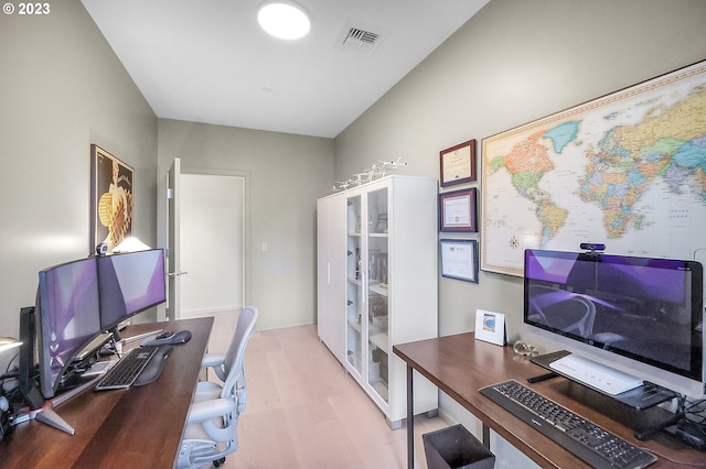 office area featuring light wood-type flooring