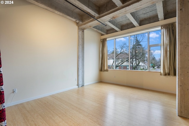 unfurnished room with light wood-type flooring