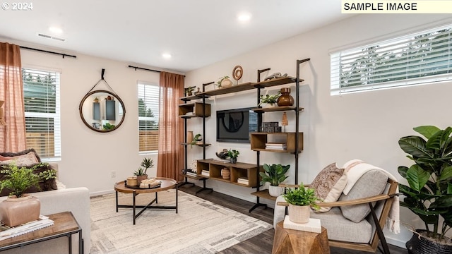 sitting room featuring hardwood / wood-style floors