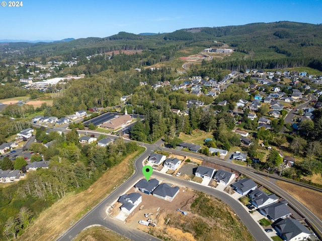 aerial view with a mountain view