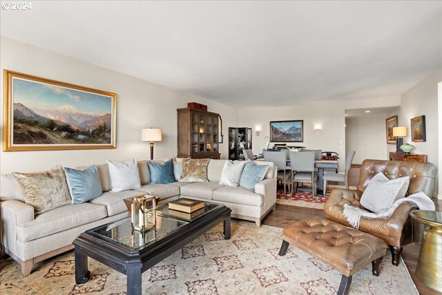 living room with wood-type flooring