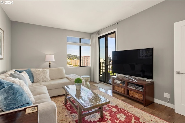 living room featuring light hardwood / wood-style flooring