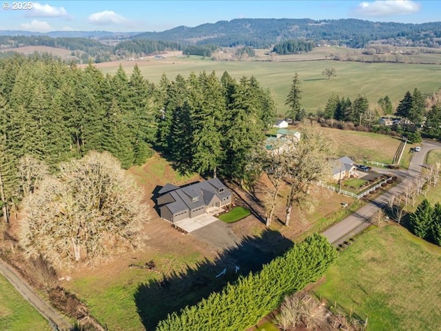 drone / aerial view with a rural view