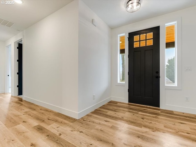 entrance foyer featuring light hardwood / wood-style floors and a wealth of natural light