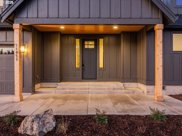 entrance to property with a garage