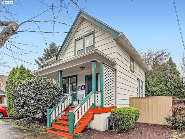 bungalow-style house featuring a porch