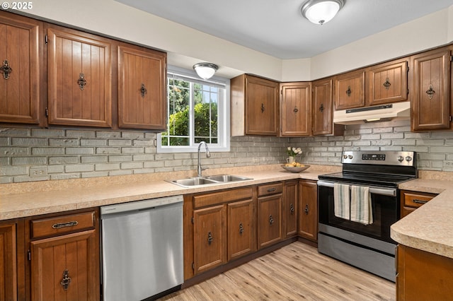 5706 NE 58th Ct, Vancouver, WA 98661 - kitchen featuring stainless steel appliances, under cabinet range hood, and brown cabinetry
