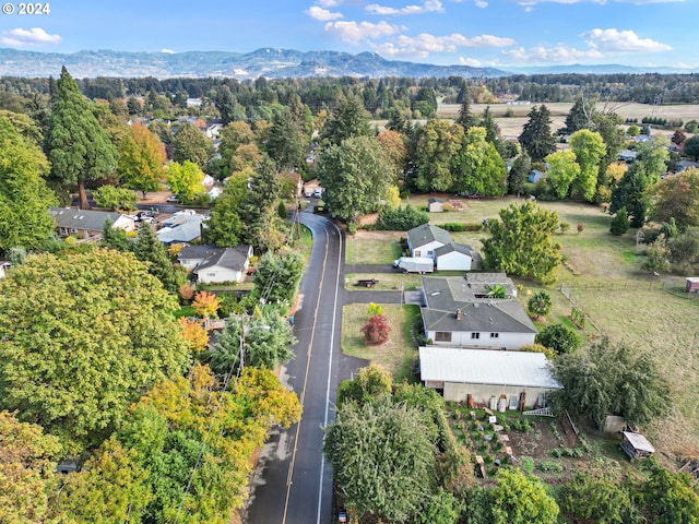 drone / aerial view featuring a mountain view