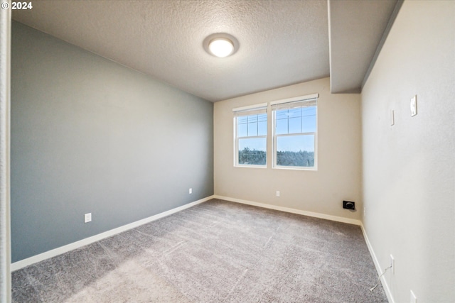 empty room with carpet floors and a textured ceiling