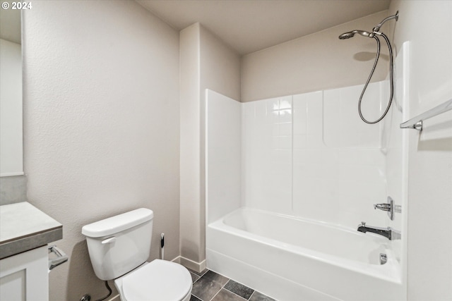 full bathroom featuring vanity, toilet, and tub / shower combination