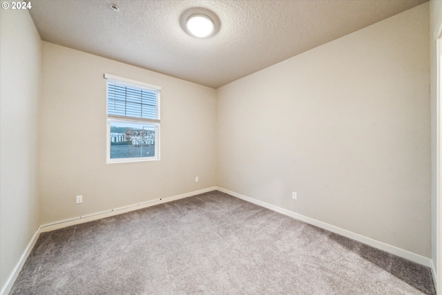 empty room with carpet and a textured ceiling